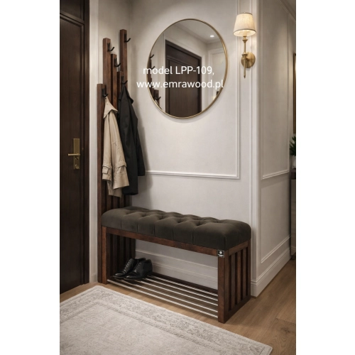 Ławka Szafka Pufa Pikowane Siedzisko Czarny Wieszak LPP-109 Rozmiary od 50 cm do 200 cm